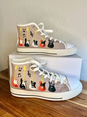 Electric Guitar Shoes/ High-Top Sneakers, Size 6